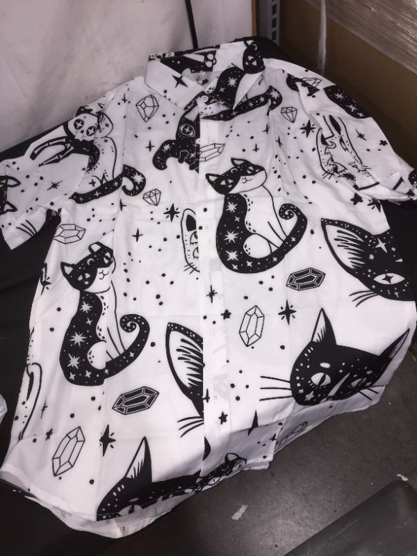 Photo 1 of button shirt cats white medium