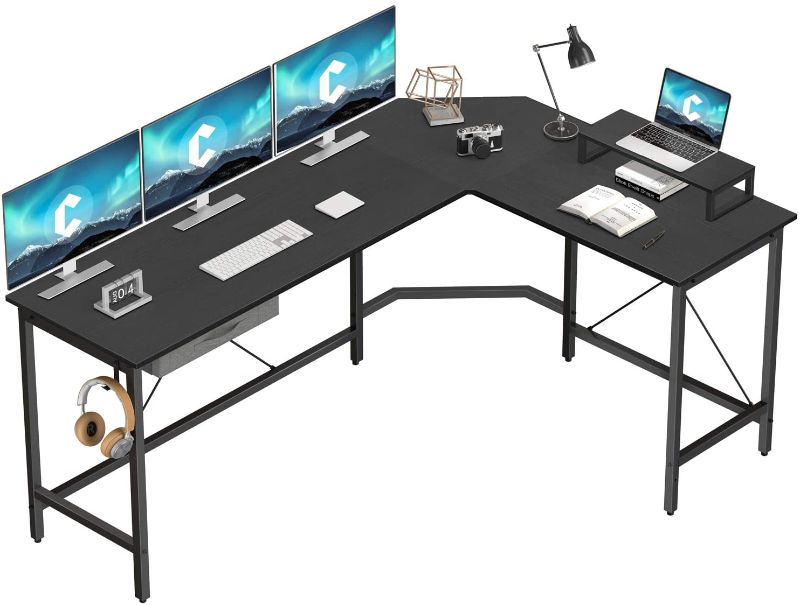 Photo 1 of CubiCubi L Shaped Desk Computer Corner Desk, Home Office Gaming Table, Sturdy Writing Workstation with Small Table, Space-Saving, Easy to Assemble
