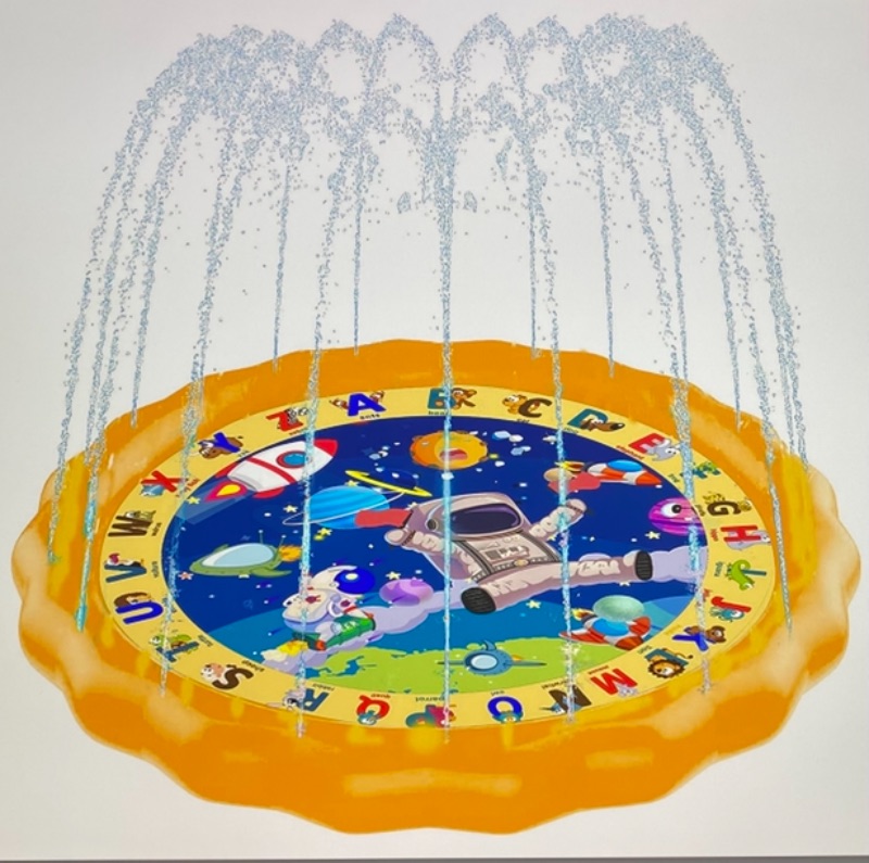 Photo 1 of Scientoy Splash Pad, 68” Sprinkler for Kids & Toddlers, Sprinkler Play Mat Outdoor Water Toys for Family & Friend, Space Wading Pool for Games and Learning for Party