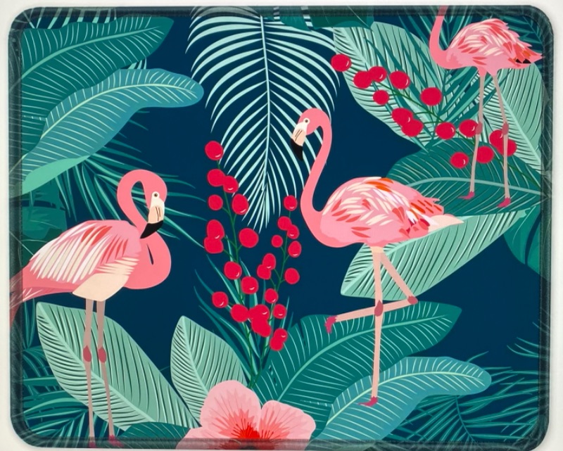 Photo 1 of Auhoahsil Mouse Pad, Square Flamingo Design Anti-Slip Rubber Mousepad with Stitched Edges for Office Gaming Laptop Computer Women Girls, Cute Customized Pattern, 11.8" x 9.8", Palm Leaves & Flamingo