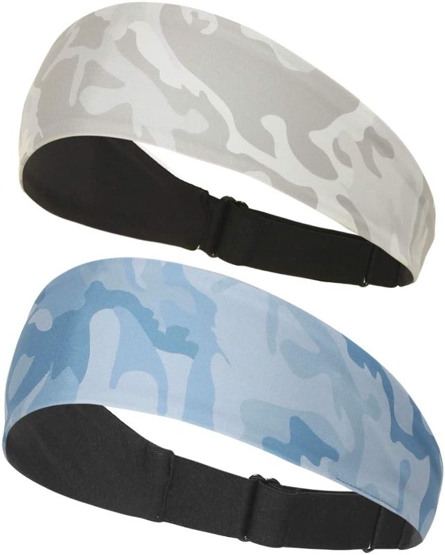 Photo 1 of AIWOLU Sport Headband for Women Men Adjustable Hairband Play Golf Yoga Tennis Breathable - Grey + Blue