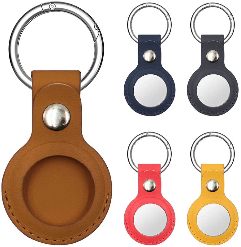 Photo 1 of 5 Pack Leather Case for AirTags, AirTags Holder with Keychain Ring Protective Case Cover Compatible for Airtag