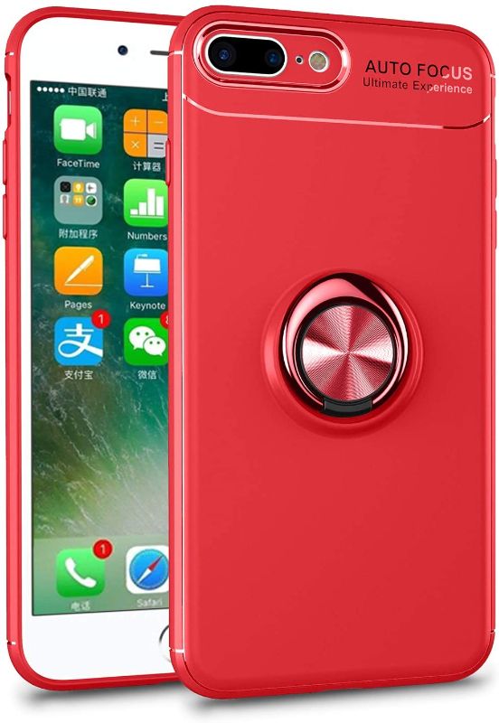 Photo 1 of iCoverCase for iPhone 7 Plus/8 Plus Case,[Invisible Matal Ring Bracket][Magnetic Support] Shockproof Anti-Scratch Ultra-Slim Protective Cover Case for iPhone 7 Plus/8 Plus (Red+Red)