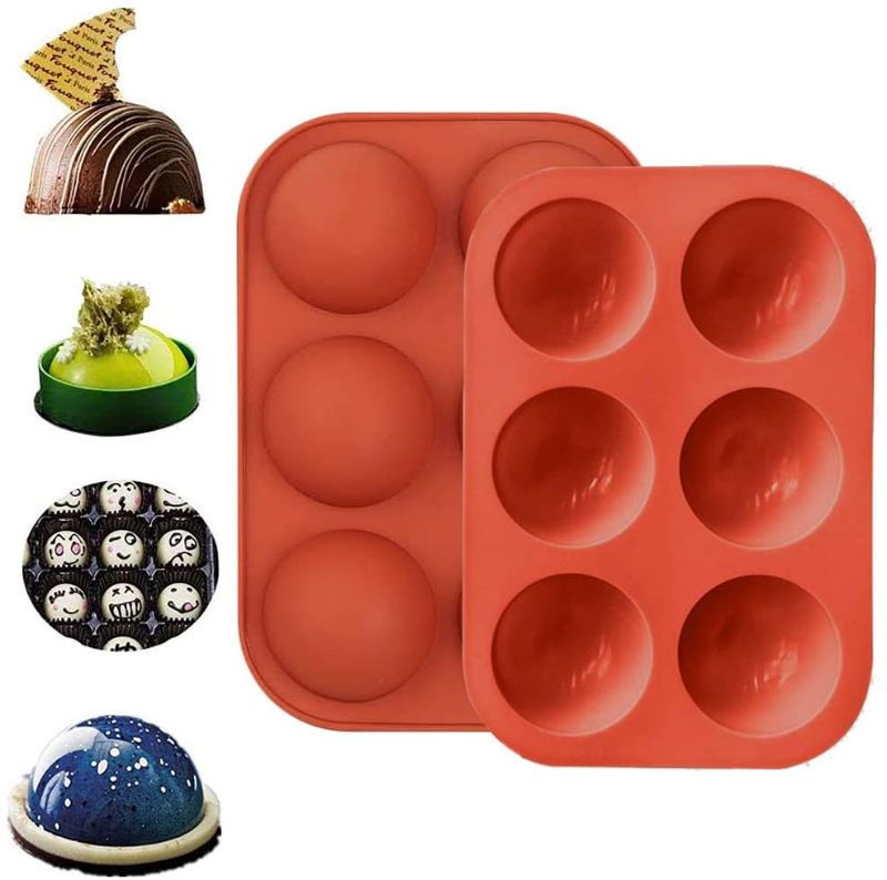 Photo 1 of 2 Pcs 1 inch Food Silicone Small Sphere Ball Corners Mold Small 6 Half Circle Holes Thick Chocolate Silicone Mold For Cake,Desserts,Jelly, Pudding, Handmade Soap, Round Shape