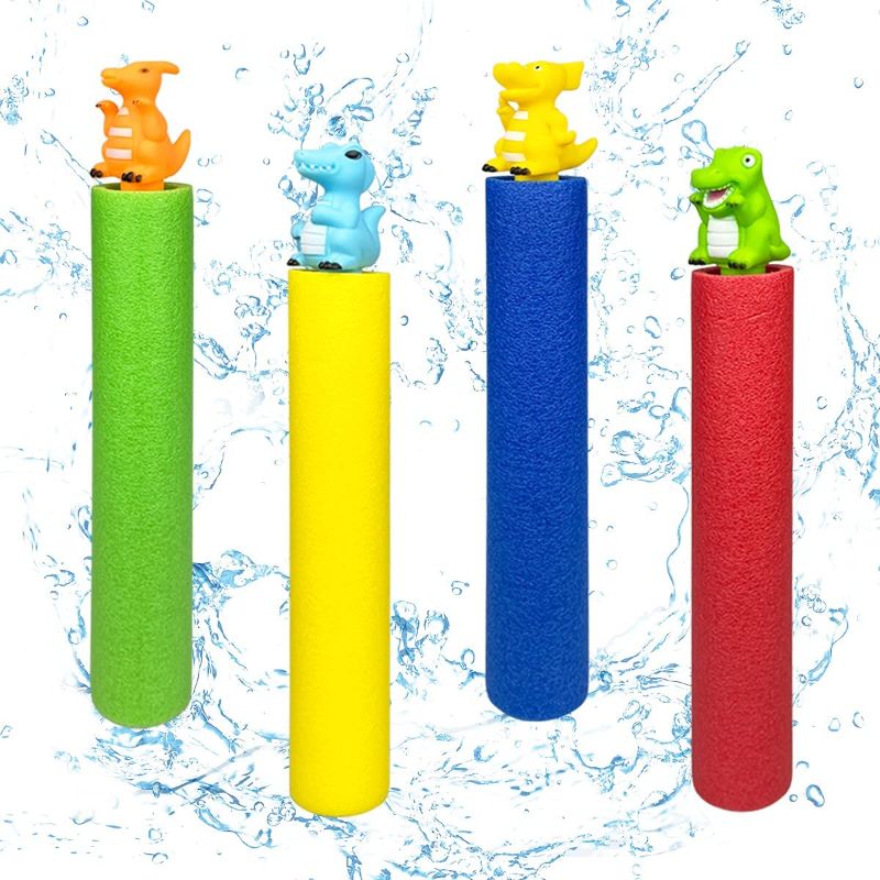 Photo 1 of QINGQIU 4 Pack Dinosaur Water Guns Super Squirt Guns Water Soaker Blaster Toys for Kids Boys Girls Summer Beach Pool Outdoor Play