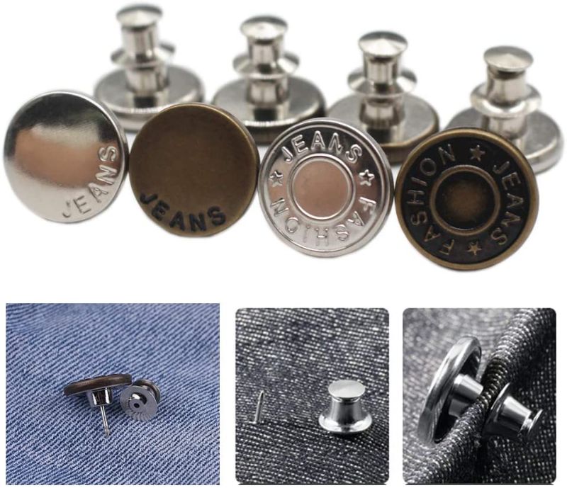 Photo 1 of 8PCS Instant Buttons Jean Button Pins Replacement Removable Button No Sew Buttons for Pants Jeans Sewing Crafts DIY Clothes (17mm)  