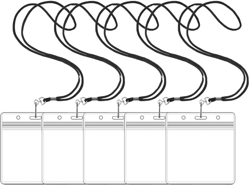 Photo 1 of 5 Packs Vaccine Card Protector with Removable Lanyards, CDC Vaccination Covid Immunization Vaccine Cards Holder Protector, Clear Plastic Waterproof Sleeve with Resealable Zip