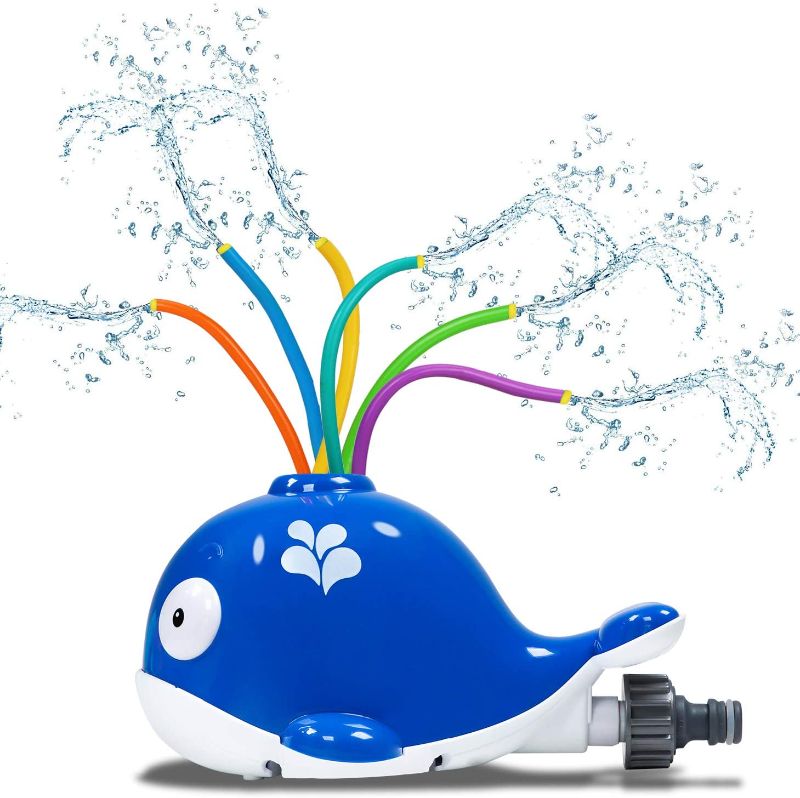 Photo 1 of Libay Sprinkler for Kids Outdoor Water Play, Blue Whale Swirl Spinning Splash Sprinkler Toy for Backyard and Lawn Attaches to Garden Hose, Summer Fancy Gift for Toddlers Boys Girls Pets