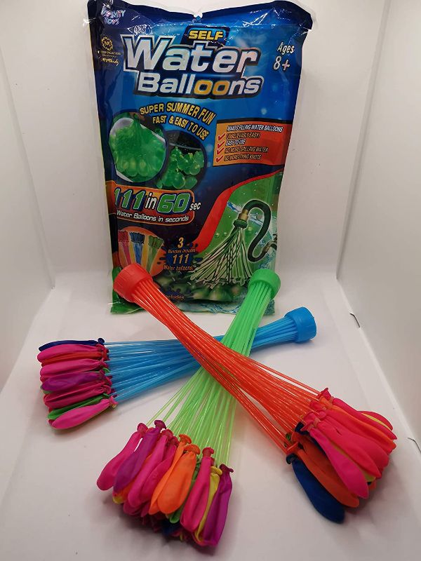 Photo 1 of Infinity Toys Water Balloons for Kids Boys and Girls, Instant Self Sealing Water Balloons (3 bunches – 111 Total Water Balloons)