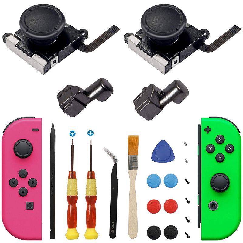 Photo 1 of [Upgraded Version] Joycon Joystick Replacement, 3D Joystick Analog Thumb Stick for Nintendo Switch Joycon Repair Kit Include Full Repair Tool Kit, 2 Alloy Lock Buckles, 2 Jon Con Joystick Replacement