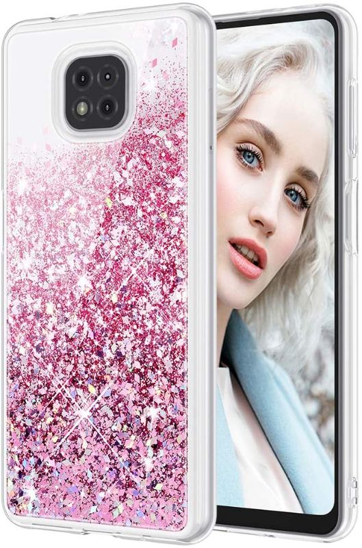 Photo 1 of Maxdara Case for Moto G Power 2021 Case, Moto G Power Glitter Case Girly Women Phone Case Floating Bling Sparkle Luxury Glitter Liquid Case for Motorola G Power 2021 (Rosegold)