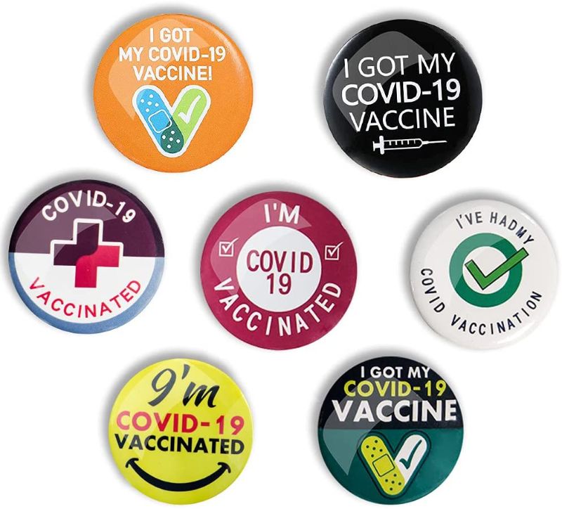 Photo 1 of Covid Vaccination Pin - I Got My Covid-19 Vaccine Button - 7-Pack Vaccinated Pin- 1.5 Inch Vaccinated Button Fully Vaccinated Pin