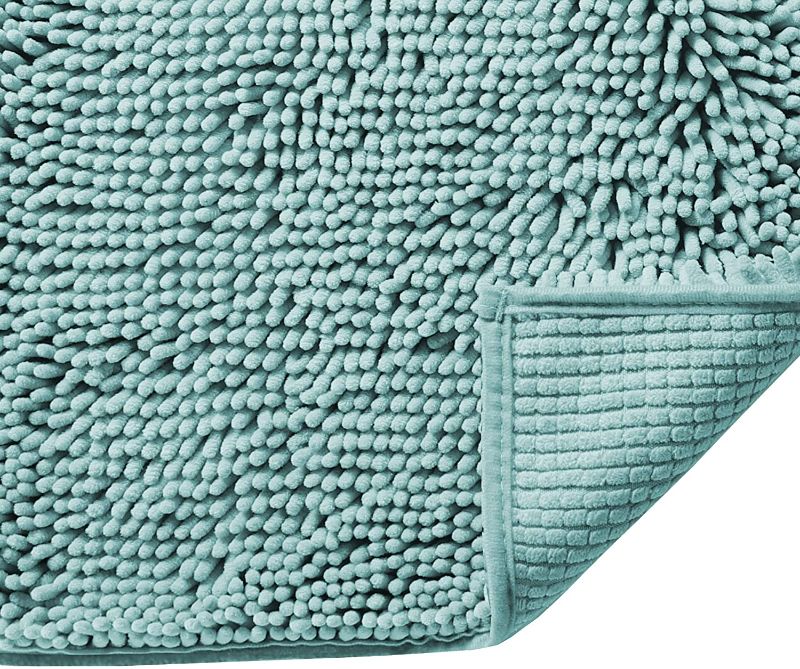 Photo 1 of Bathroom Rug Shag Shower Mat Machine-Washable Plush Bath Mats with Water Absorbent Soft Microfibers, 20" W x 32" L, Eggshell Blue