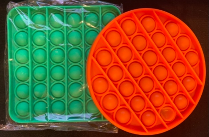 Photo 1 of 2 Pack Push Pop Fidget Sensory Toy (Orange Circle, Green Square)