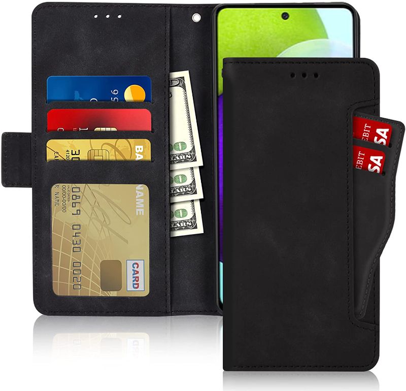 Photo 1 of FYY Case for Samsung Galaxy A52 4G/5G, Premium PU Leather Wallet Phone Case Flip Folio Protective Shockproof Stand Cover with [Card Holder] and [Note Pocket] for Samsung Galaxy A52 Black