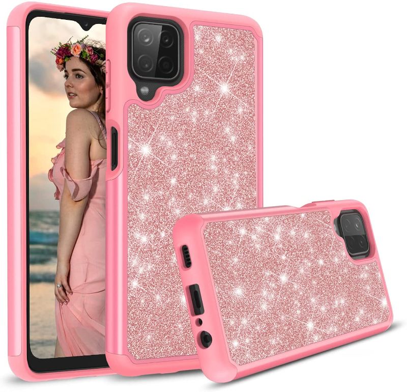 Photo 1 of Cbus Wireless Sparkling Glitter Bling Phone Case Compatible with Samsung Galaxy A12 (Pink Rose Gold)