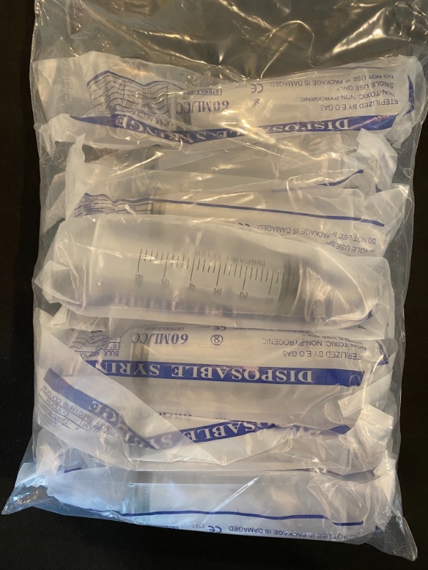 Photo 1 of 10 Pack Large Plastic Syringes - 60 ML