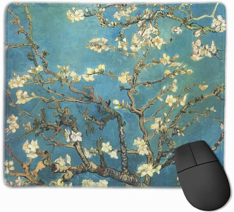 Photo 1 of Almond Tree Gaming Mouse Pad Non-Slip with Stitched Edge Rubber Base for Laptop Work and Home 11.8 x 9.8 in