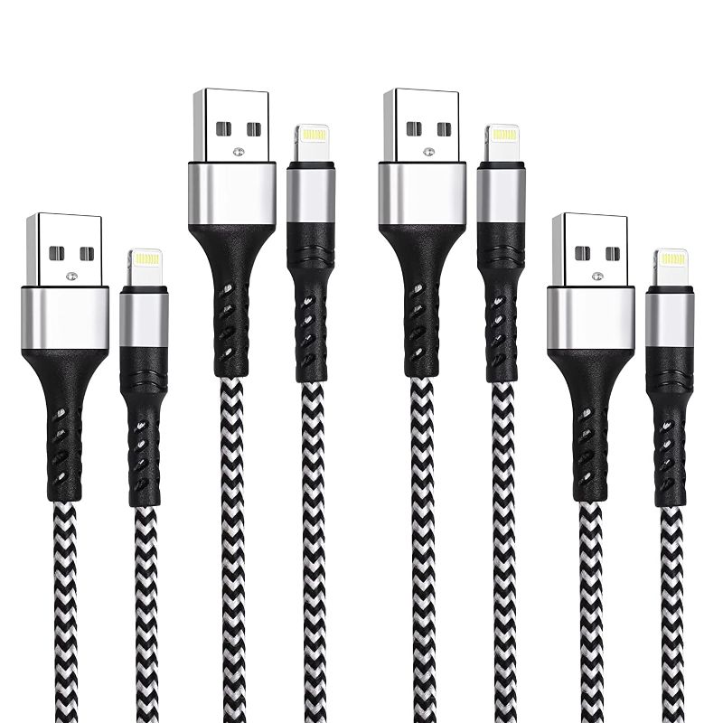 Photo 1 of LTDNB [MFi Certified] Charger Cable 4Pack[3/3/6/6ft] Fast Charging Compatible iPhone 12/11Pro Max/11Pro/11/XS/Max/XR/X/8/8P/7and More-Black&White