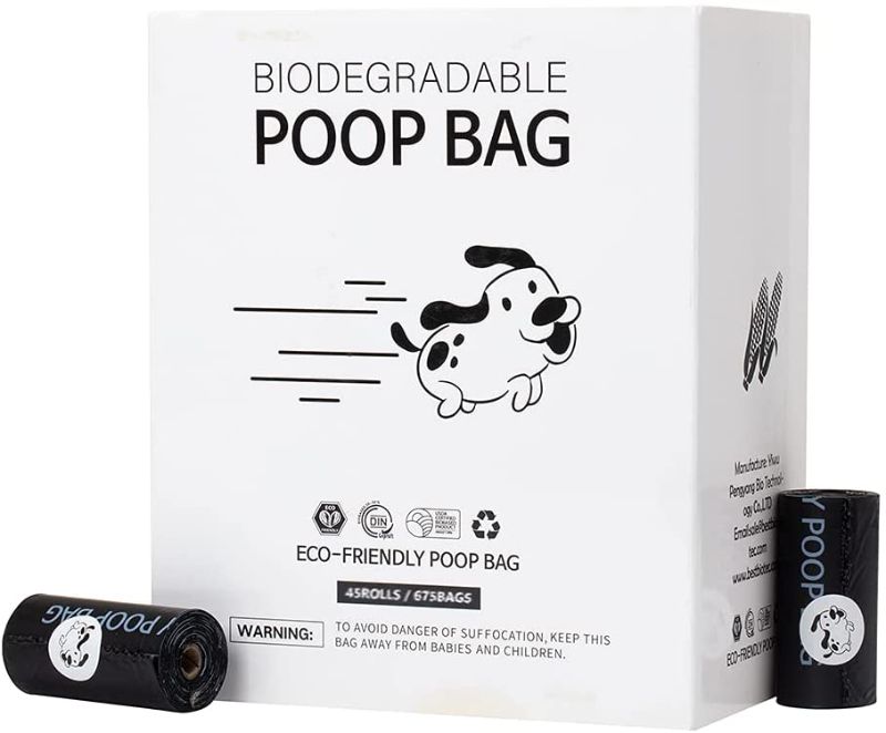 Photo 1 of Biodegradable Dog Poop Bag Pet Poo Bag Corn Starch Blended Super Strong Leakproof Black Color(300 Bags)