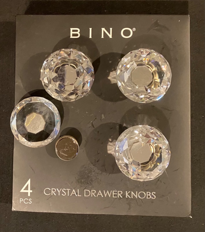 Photo 1 of BINO 4-Pack Crystal Drawer Knobs - 1.5" Diameter (38mm), Satin Nickel - Dresser Knobs for Dresser Drawers Crystal Knobs and Pulls Handles