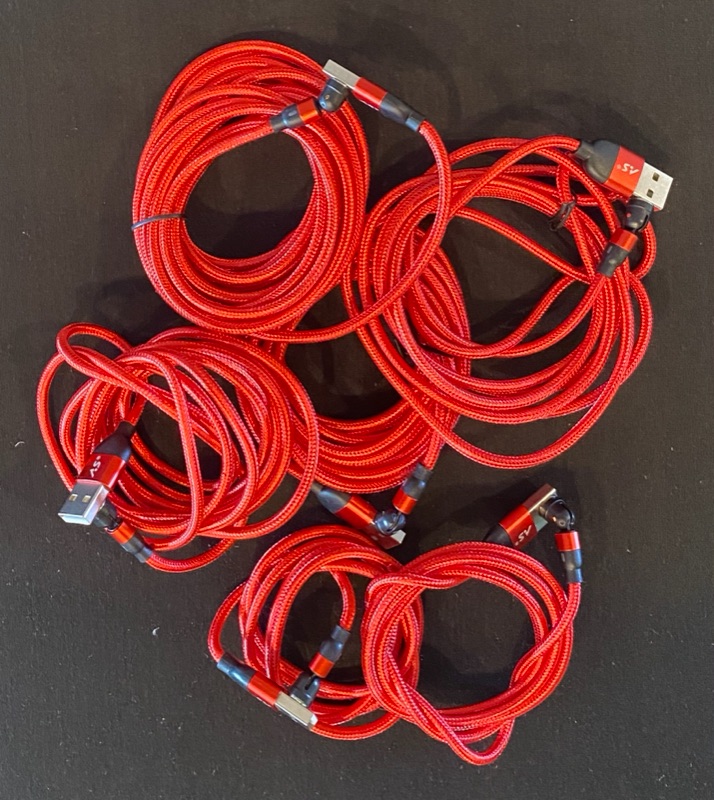 Photo 1 of A.S. Magnetic Charging Cables (Red, 6 Cords, Various Lengths)