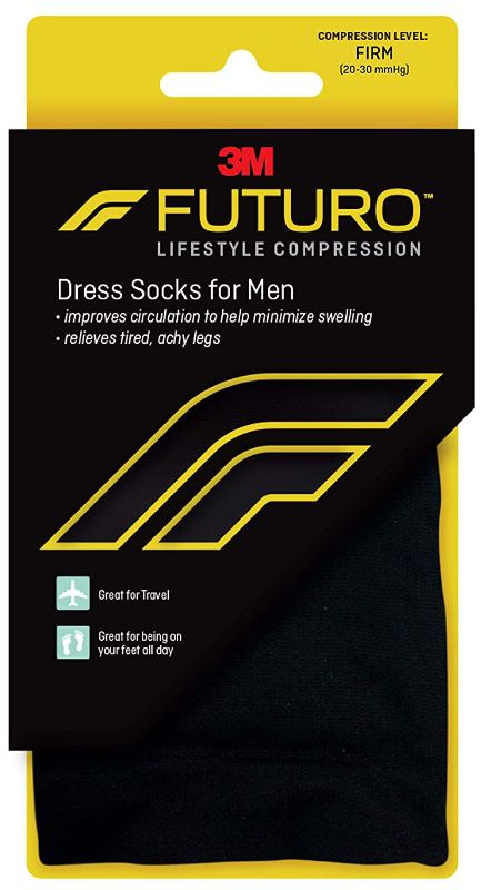 Photo 1 of Futuro - MI71035BLEN Dress Socks for Men, Firm Compression, 20-30 mm/Hg, Helps Improve Circulation to Help Minimize Swelling (Medium-Firm)