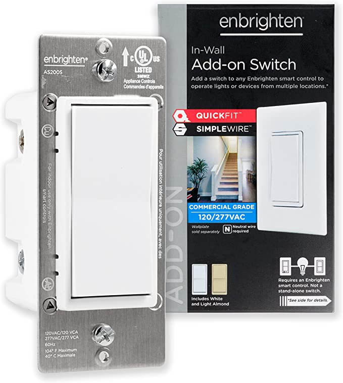 Photo 1 of Enbrighten Add-On Switch QuickFit and SimpleWire, In-Wall Rocker Paddle, Z-Wave ZigBee Wireless Smart Lighting Controls, NOT A STANDALONE Switch,