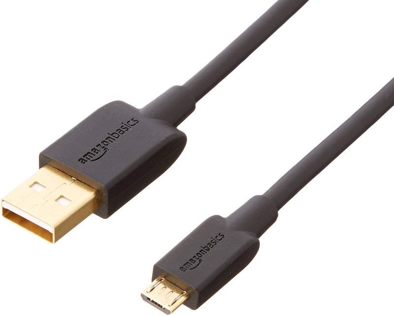 Photo 1 of Amazon Basics USB 2.0 A-Male to Micro B Cable, 3 feet, Black
