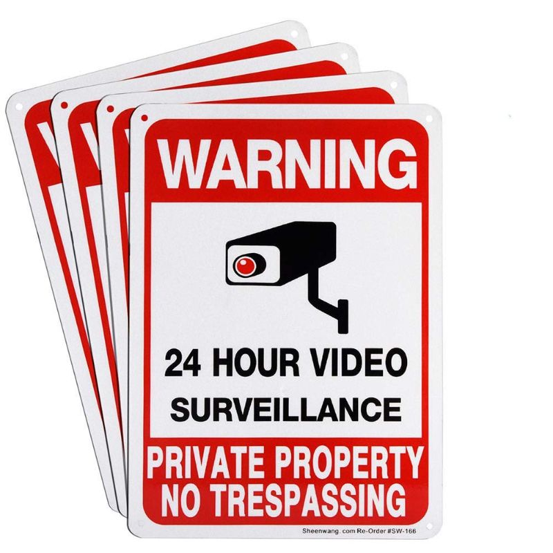 Photo 1 of 4-Pack Private Property No Trespassing Sign, Video Surveillance Signs Outdoor