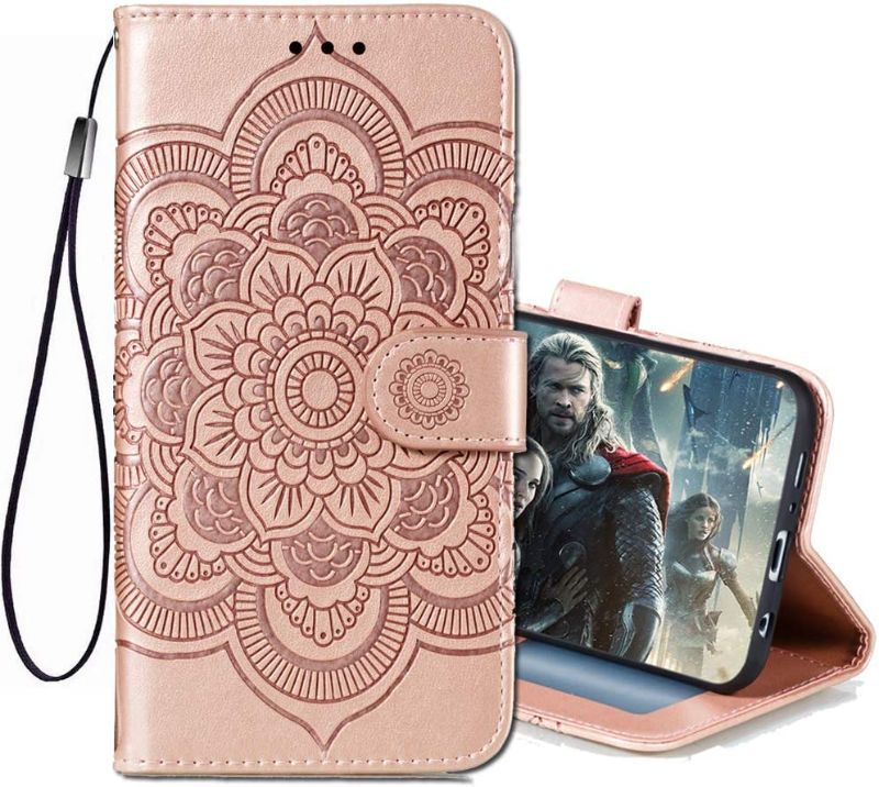 Photo 1 of Daffe LG Stylo 6 Wallet Case [Flower Embossed] Luxury PU Leather Flip Folio Kickstand Protective Case Cover with Card Holder for LG Stylo 6 2020 Release (Rosegold-Mandala)