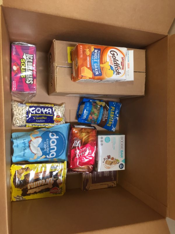 Photo 4 of Assorted Food Items (Instant Coffee, Beans, Goldfish, Icebreakers, cookies, trail mix. chips, bars) 