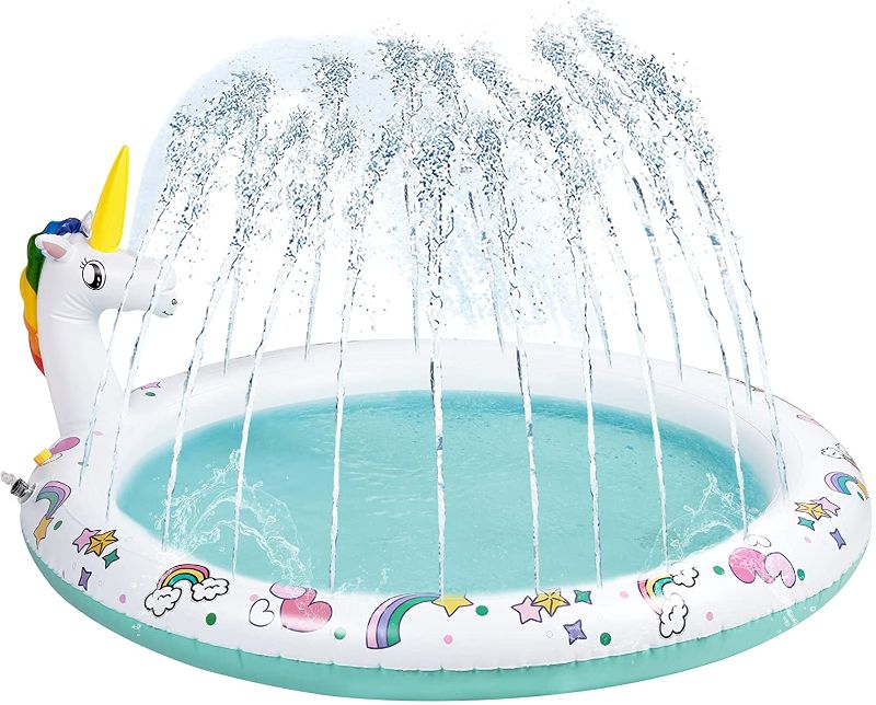 Photo 1 of Future Way Splash Pad for Toddlers Ages 18 Months+, Inflatable Unicorn Sprinkler for Kids, 67 Inch
