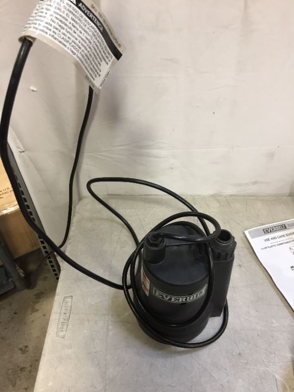 Photo 2 of 1/6 HP Plastic Submersible Utility Pump - ITEM WAS PLUGGED IN AND TURNED ON 