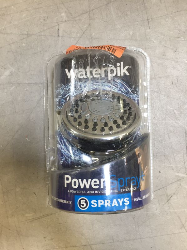 Photo 1 of Waterpik 5-Spray 3.8 in. Single Wall Mount 1.8 GPM Fixed Shower Head in Chrome