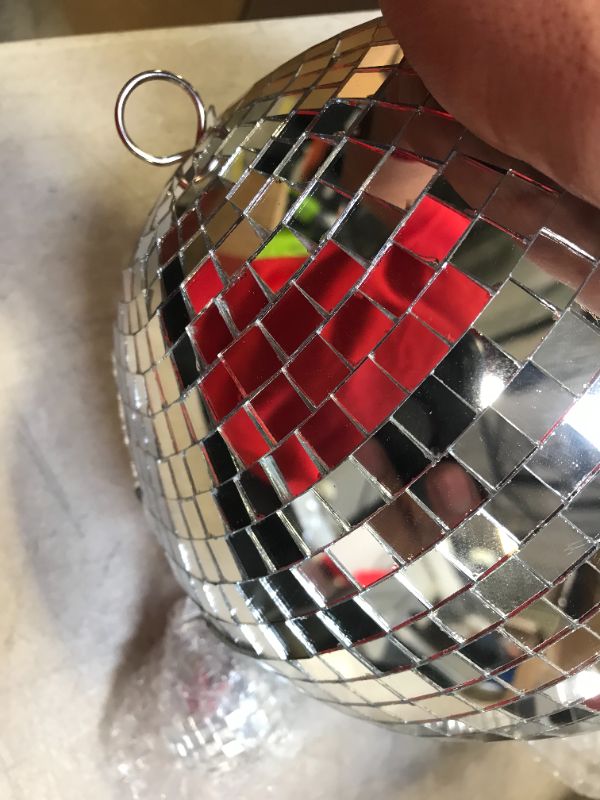 Photo 4 of 2 Pack 8" Mirror Disco Ball with 4 Pcs 2.36" Small Mirror Disco Balls, Great for a Party or Dj Light Effect Christmas
