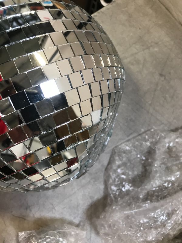 Photo 3 of 2 Pack 8" Mirror Disco Ball with 4 Pcs 2.36" Small Mirror Disco Balls, Great for a Party or Dj Light Effect Christmas
