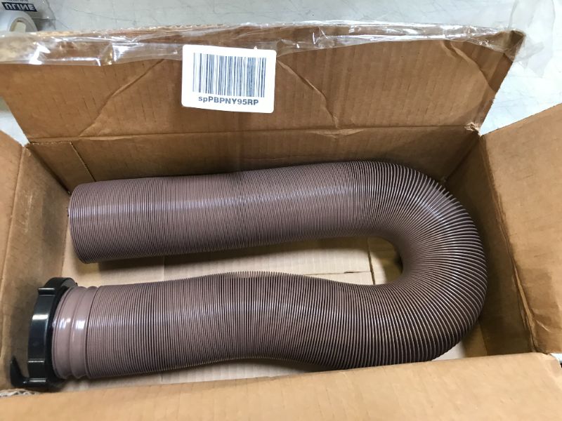 Photo 2 of Camco 21010 39691 Durable High Tensile Strength Sewer Steel Wire Core and Attached Bayonet Fittings Hose with 15 mils of HTS Vinyl, Brown, 15'
