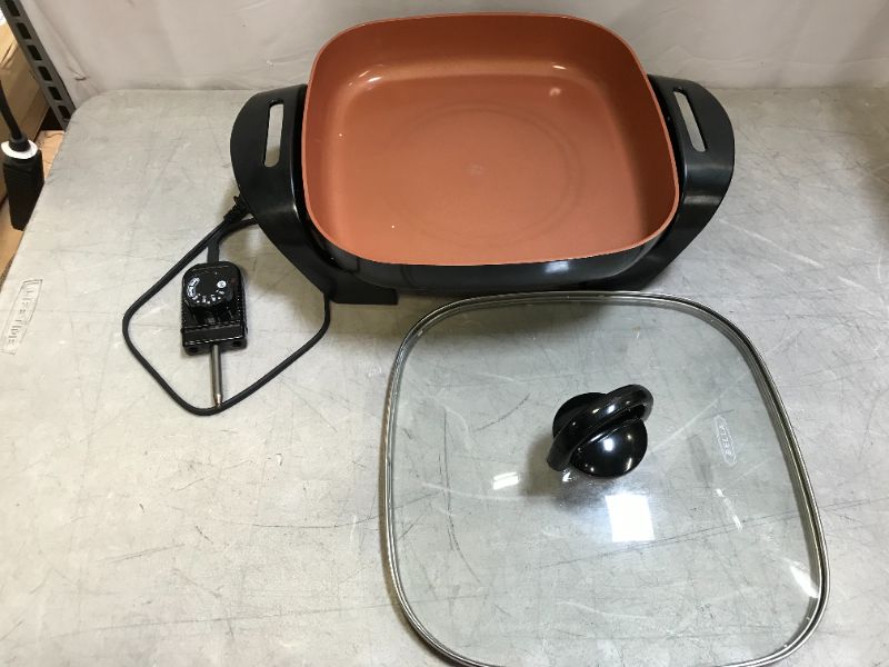 Photo 1 of Bella 12 x 12 inch Electric Skillet with Copper Titanium Coating,