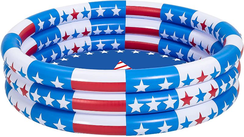 Photo 1 of 58’’ x 13’’ Garden Inflatable Kiddie Pool, Star American Flag Baby Swimming Pool, Summer Water Pool Blow up Pool Pit Ball Pool for Kids Toddler Indoor&Outdoor
