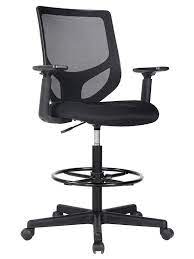 Photo 1 of Mesh Drafting Chair with Adjustable Armrest and Foot Ring