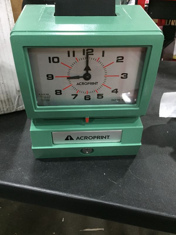Photo 2 of Acroprint 012070411 Model 150 Analog Automatic Print Time Clock with Month/Date/1-12 Hours/Minutes
