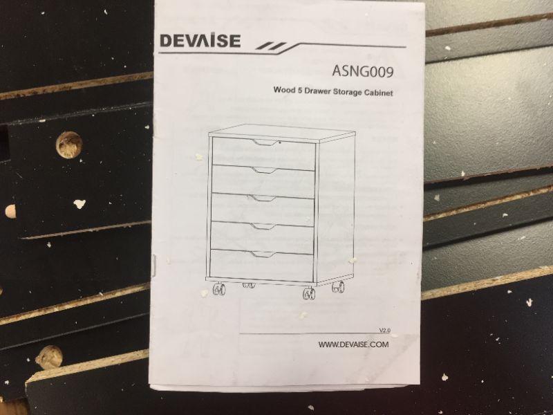 Photo 2 of DEVAISE 5-Drawer Chest, Wood Storage Dresser Cabinet with Wheels, Black