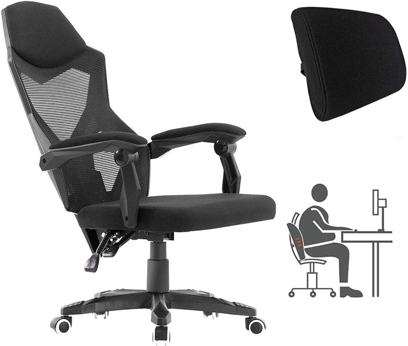 Photo 1 of HOMEFUN Ergonomic Office Chair, High Back Executive Desk Chair Adjustable Comfortable Task Chair with Armrests with Lumbar Support Black