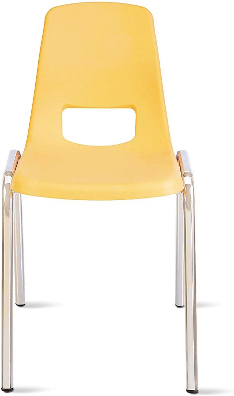 Photo 1 of Amazon Basics School Classroom Stack Chair, 16-Inch Seat Height -2 -Pack, Chrome Legs, Yellow
