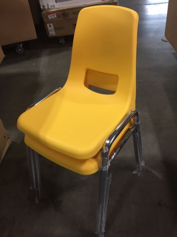 Photo 2 of Amazon Basics School Classroom Stack Chair, 16-Inch Seat Height -2 -Pack, Chrome Legs, Yellow
