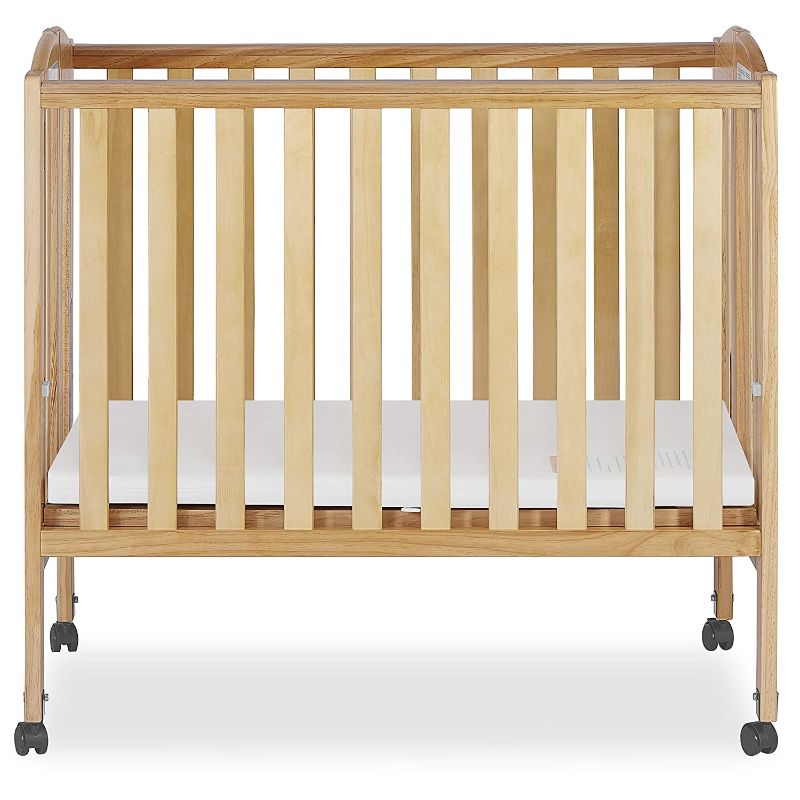 Photo 1 of Dream On Me 2 in 1 Portable Folding Stationary Side Crib in Natural, Greenguard Gold Certified
