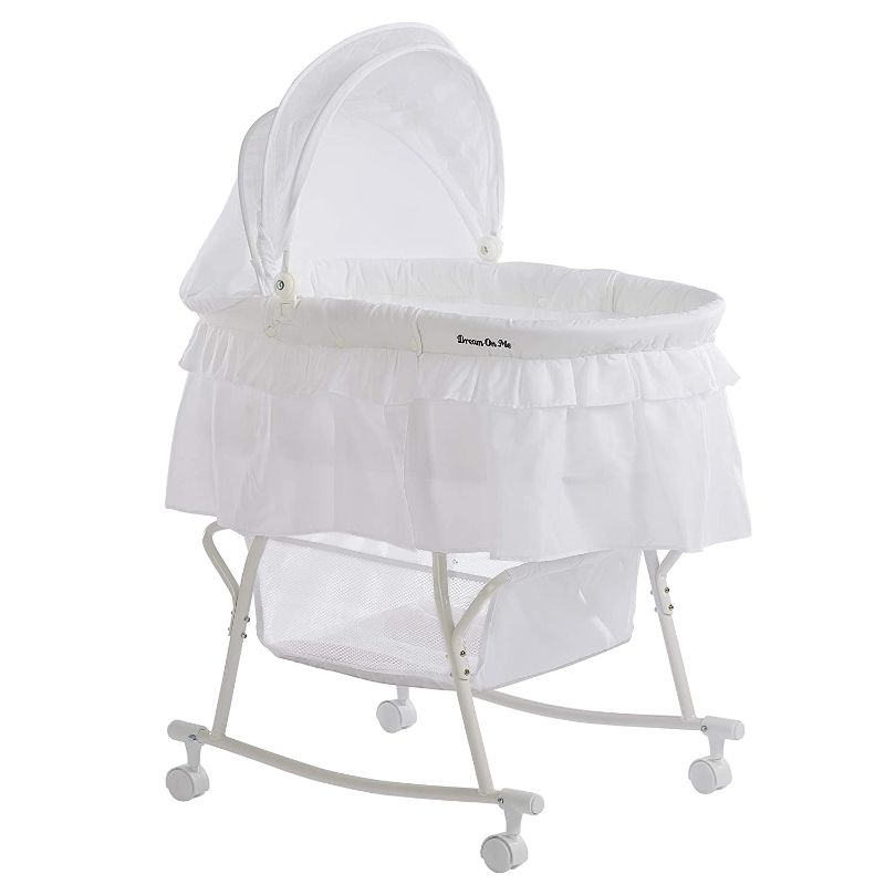 Photo 1 of Dream On Me Lacy Portable 2-in-1 Bassinet, White
