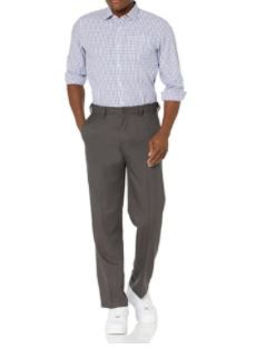 Photo 2 of Amazon Essentials Men's Expandable Waist Classic-Fit Flat-Front Dress Pants 46 X 30
