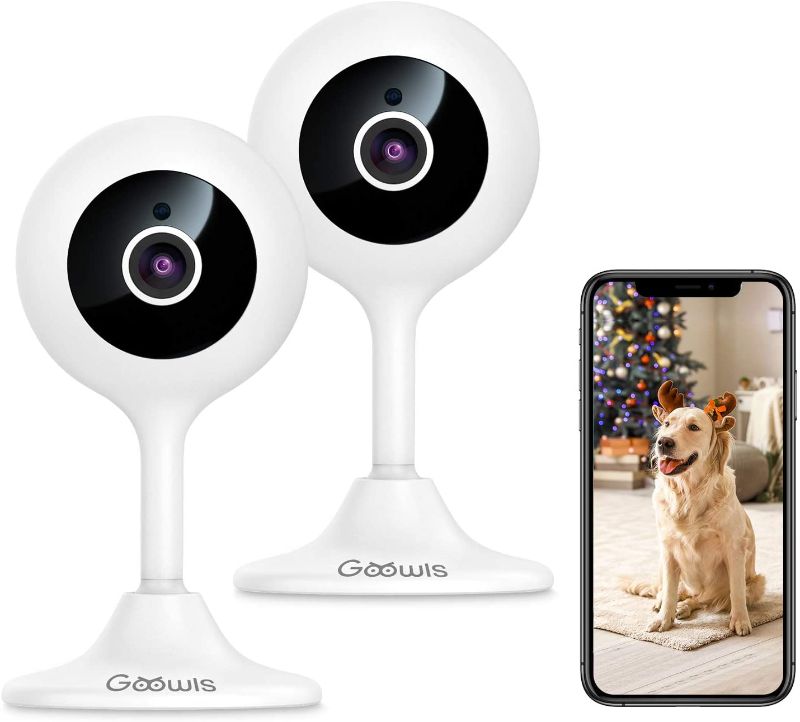 Photo 1 of Goowls Security Camera Indoor, 2-Pack 1080p HD 2.4GHz WiFi Plug-in IP Camera for Home Security, Baby/Dog/Pet/Nanny Camera Monitor with Motion Detection Night Vision Two-Way Audio, Works with Alexa
